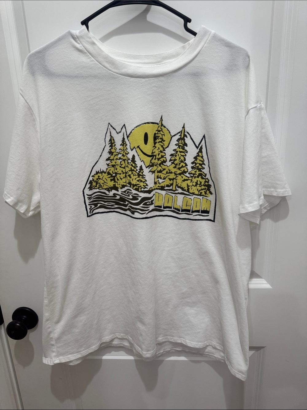 Volcom White Tee with Yellow and Black Graphic